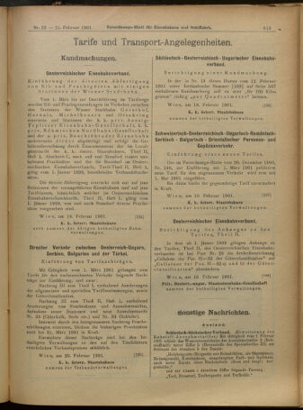 Verordnungs-Blatt für Eisenbahnen und Schiffahrt: Veröffentlichungen in Tarif- und Transport-Angelegenheiten 19010221 Seite: 25