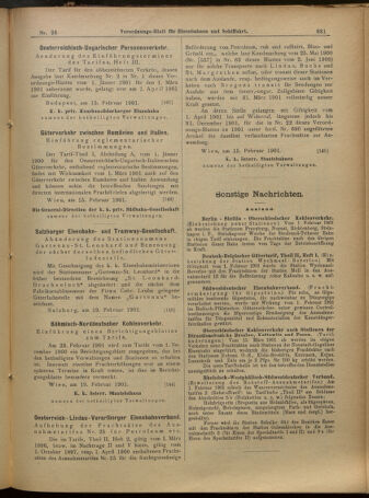 Verordnungs-Blatt für Eisenbahnen und Schiffahrt: Veröffentlichungen in Tarif- und Transport-Angelegenheiten 19010223 Seite: 11