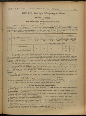 Verordnungs-Blatt für Eisenbahnen und Schiffahrt: Veröffentlichungen in Tarif- und Transport-Angelegenheiten 19010223 Seite: 9