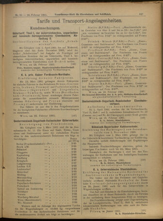 Verordnungs-Blatt für Eisenbahnen und Schiffahrt: Veröffentlichungen in Tarif- und Transport-Angelegenheiten 19010226 Seite: 11