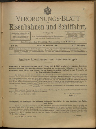 Verordnungs-Blatt für Eisenbahnen und Schiffahrt: Veröffentlichungen in Tarif- und Transport-Angelegenheiten 19010228 Seite: 1