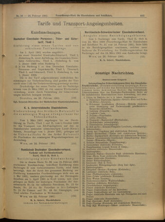 Verordnungs-Blatt für Eisenbahnen und Schiffahrt: Veröffentlichungen in Tarif- und Transport-Angelegenheiten 19010228 Seite: 7