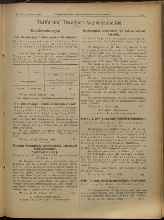 Verordnungs-Blatt für Eisenbahnen und Schiffahrt: Veröffentlichungen in Tarif- und Transport-Angelegenheiten 19010302 Seite: 11