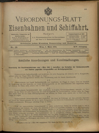 Verordnungs-Blatt für Eisenbahnen und Schiffahrt: Veröffentlichungen in Tarif- und Transport-Angelegenheiten 19010305 Seite: 1