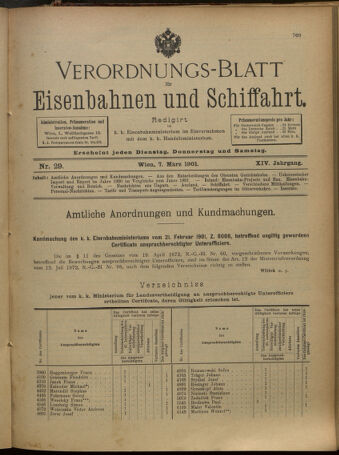 Verordnungs-Blatt für Eisenbahnen und Schiffahrt: Veröffentlichungen in Tarif- und Transport-Angelegenheiten 19010307 Seite: 1