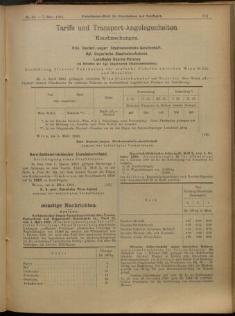 Verordnungs-Blatt für Eisenbahnen und Schiffahrt: Veröffentlichungen in Tarif- und Transport-Angelegenheiten 19010307 Seite: 11