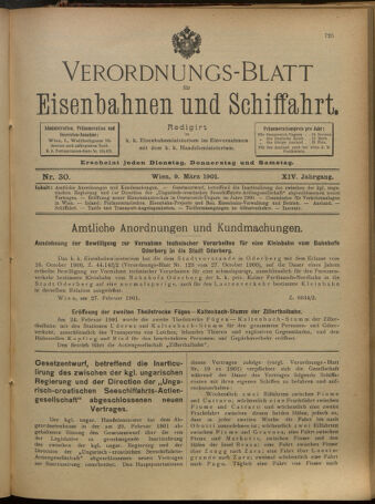 Verordnungs-Blatt für Eisenbahnen und Schiffahrt: Veröffentlichungen in Tarif- und Transport-Angelegenheiten 19010309 Seite: 1