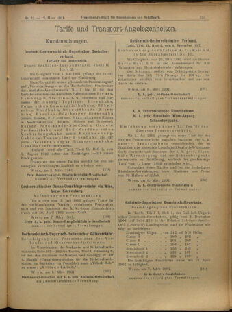 Verordnungs-Blatt für Eisenbahnen und Schiffahrt: Veröffentlichungen in Tarif- und Transport-Angelegenheiten 19010312 Seite: 11