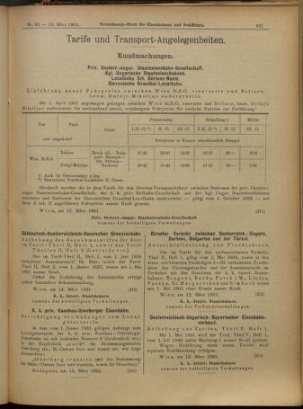 Verordnungs-Blatt für Eisenbahnen und Schiffahrt: Veröffentlichungen in Tarif- und Transport-Angelegenheiten 19010319 Seite: 11