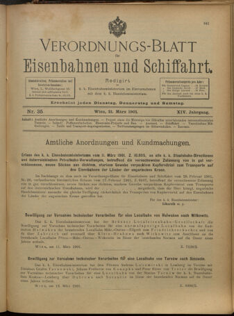 Verordnungs-Blatt für Eisenbahnen und Schiffahrt: Veröffentlichungen in Tarif- und Transport-Angelegenheiten 19010321 Seite: 1