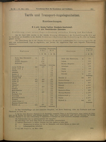 Verordnungs-Blatt für Eisenbahnen und Schiffahrt: Veröffentlichungen in Tarif- und Transport-Angelegenheiten 19010321 Seite: 11