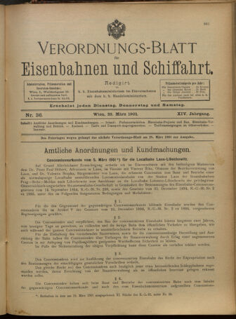 Verordnungs-Blatt für Eisenbahnen und Schiffahrt: Veröffentlichungen in Tarif- und Transport-Angelegenheiten 19010323 Seite: 1