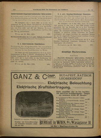 Verordnungs-Blatt für Eisenbahnen und Schiffahrt: Veröffentlichungen in Tarif- und Transport-Angelegenheiten 19010323 Seite: 20