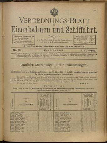 Verordnungs-Blatt für Eisenbahnen und Schiffahrt: Veröffentlichungen in Tarif- und Transport-Angelegenheiten 19010402 Seite: 1