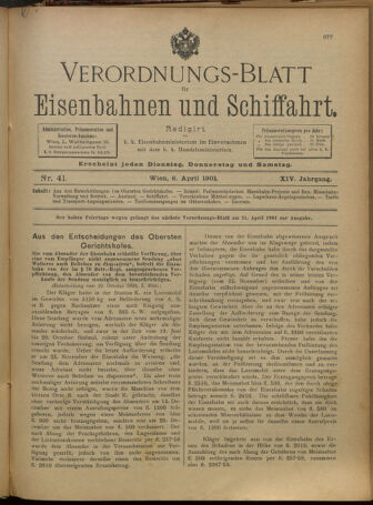 Verordnungs-Blatt für Eisenbahnen und Schiffahrt: Veröffentlichungen in Tarif- und Transport-Angelegenheiten 19010406 Seite: 1