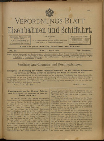 Verordnungs-Blatt für Eisenbahnen und Schiffahrt: Veröffentlichungen in Tarif- und Transport-Angelegenheiten 19010411 Seite: 1