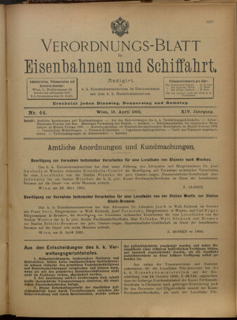 Verordnungs-Blatt für Eisenbahnen und Schiffahrt: Veröffentlichungen in Tarif- und Transport-Angelegenheiten 19010416 Seite: 1