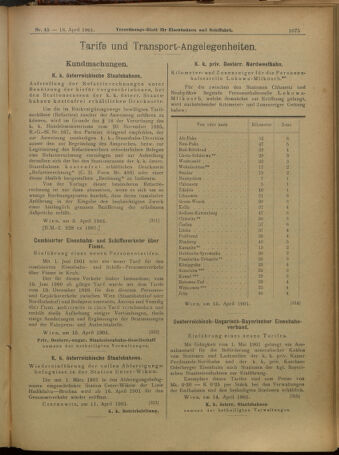 Verordnungs-Blatt für Eisenbahnen und Schiffahrt: Veröffentlichungen in Tarif- und Transport-Angelegenheiten 19010418 Seite: 7