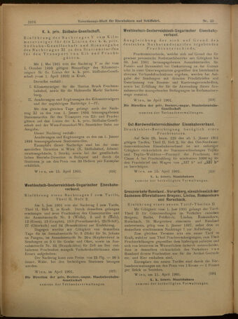 Verordnungs-Blatt für Eisenbahnen und Schiffahrt: Veröffentlichungen in Tarif- und Transport-Angelegenheiten 19010418 Seite: 8