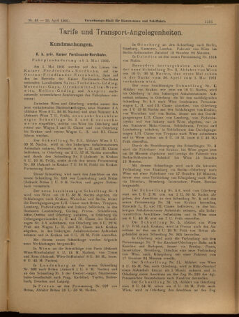 Verordnungs-Blatt für Eisenbahnen und Schiffahrt: Veröffentlichungen in Tarif- und Transport-Angelegenheiten 19010425 Seite: 23