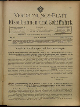 Verordnungs-Blatt für Eisenbahnen und Schiffahrt: Veröffentlichungen in Tarif- und Transport-Angelegenheiten 19010502 Seite: 1