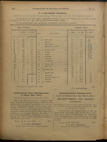 Verordnungs-Blatt für Eisenbahnen und Schiffahrt: Veröffentlichungen in Tarif- und Transport-Angelegenheiten 19010504 Seite: 14