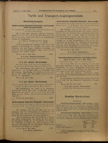 Verordnungs-Blatt für Eisenbahnen und Schiffahrt: Veröffentlichungen in Tarif- und Transport-Angelegenheiten 19010507 Seite: 13