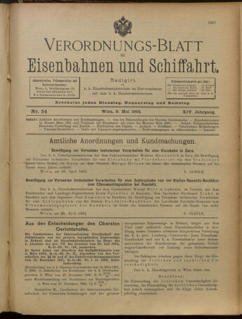 Verordnungs-Blatt für Eisenbahnen und Schiffahrt: Veröffentlichungen in Tarif- und Transport-Angelegenheiten 19010509 Seite: 1