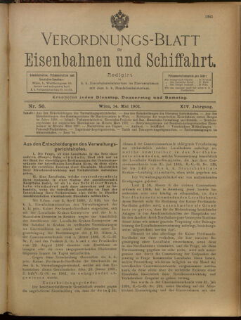 Verordnungs-Blatt für Eisenbahnen und Schiffahrt: Veröffentlichungen in Tarif- und Transport-Angelegenheiten 19010514 Seite: 1