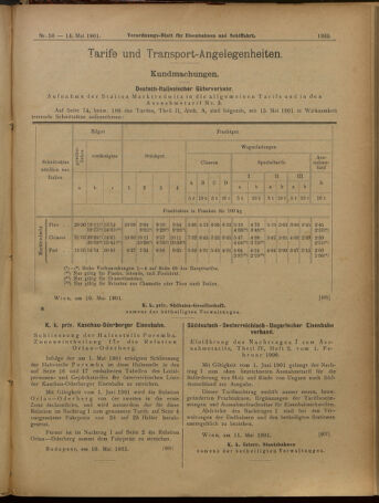 Verordnungs-Blatt für Eisenbahnen und Schiffahrt: Veröffentlichungen in Tarif- und Transport-Angelegenheiten 19010514 Seite: 18