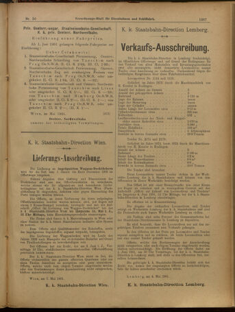 Verordnungs-Blatt für Eisenbahnen und Schiffahrt: Veröffentlichungen in Tarif- und Transport-Angelegenheiten 19010514 Seite: 20