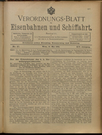 Verordnungs-Blatt für Eisenbahnen und Schiffahrt: Veröffentlichungen in Tarif- und Transport-Angelegenheiten 19010516 Seite: 1