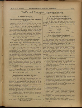 Verordnungs-Blatt für Eisenbahnen und Schiffahrt: Veröffentlichungen in Tarif- und Transport-Angelegenheiten 19010518 Seite: 13