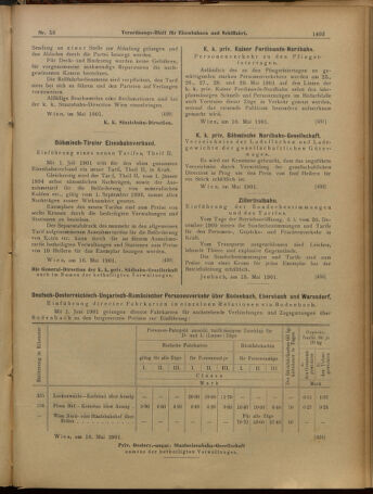 Verordnungs-Blatt für Eisenbahnen und Schiffahrt: Veröffentlichungen in Tarif- und Transport-Angelegenheiten 19010518 Seite: 15