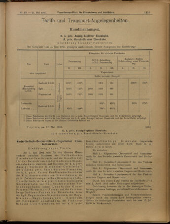 Verordnungs-Blatt für Eisenbahnen und Schiffahrt: Veröffentlichungen in Tarif- und Transport-Angelegenheiten 19010521 Seite: 17