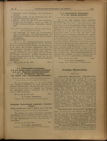 Verordnungs-Blatt für Eisenbahnen und Schiffahrt: Veröffentlichungen in Tarif- und Transport-Angelegenheiten 19010521 Seite: 19