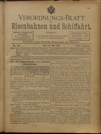 Verordnungs-Blatt für Eisenbahnen und Schiffahrt: Veröffentlichungen in Tarif- und Transport-Angelegenheiten 19010523 Seite: 1