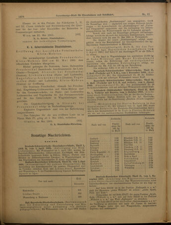 Verordnungs-Blatt für Eisenbahnen und Schiffahrt: Veröffentlichungen in Tarif- und Transport-Angelegenheiten 19010525 Seite: 20