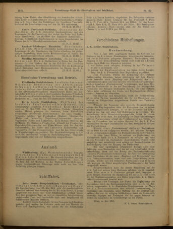 Verordnungs-Blatt für Eisenbahnen und Schiffahrt: Veröffentlichungen in Tarif- und Transport-Angelegenheiten 19010530 Seite: 20