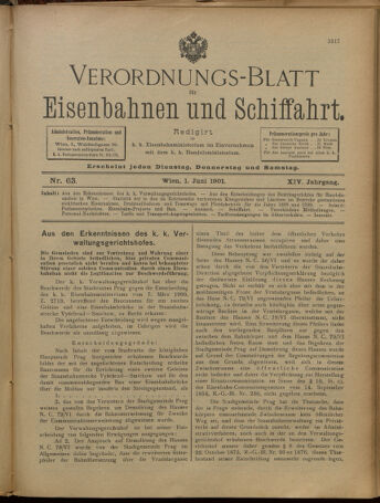 Verordnungs-Blatt für Eisenbahnen und Schiffahrt: Veröffentlichungen in Tarif- und Transport-Angelegenheiten 19010601 Seite: 1