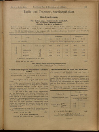 Verordnungs-Blatt für Eisenbahnen und Schiffahrt: Veröffentlichungen in Tarif- und Transport-Angelegenheiten 19010601 Seite: 13