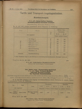 Verordnungs-Blatt für Eisenbahnen und Schiffahrt: Veröffentlichungen in Tarif- und Transport-Angelegenheiten 19010604 Seite: 13