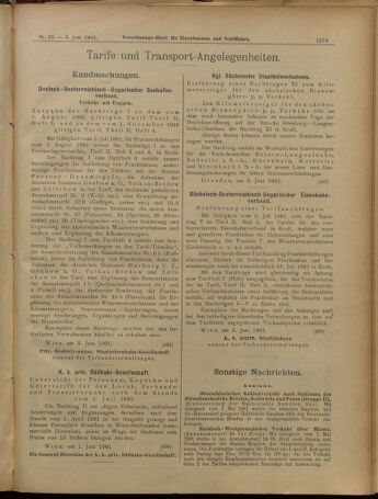 Verordnungs-Blatt für Eisenbahnen und Schiffahrt: Veröffentlichungen in Tarif- und Transport-Angelegenheiten 19010606 Seite: 15