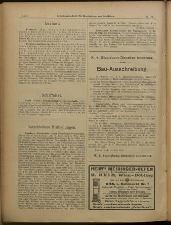 Verordnungs-Blatt für Eisenbahnen und Schiffahrt: Veröffentlichungen in Tarif- und Transport-Angelegenheiten 19010608 Seite: 8