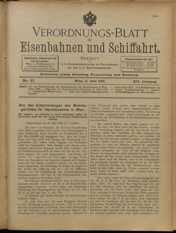 Verordnungs-Blatt für Eisenbahnen und Schiffahrt: Veröffentlichungen in Tarif- und Transport-Angelegenheiten 19010611 Seite: 1