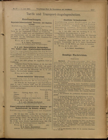 Verordnungs-Blatt für Eisenbahnen und Schiffahrt: Veröffentlichungen in Tarif- und Transport-Angelegenheiten 19010611 Seite: 13