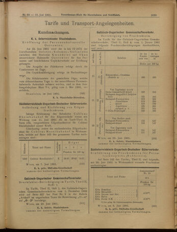 Verordnungs-Blatt für Eisenbahnen und Schiffahrt: Veröffentlichungen in Tarif- und Transport-Angelegenheiten 19010613 Seite: 15