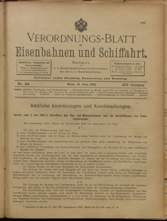 Verordnungs-Blatt für Eisenbahnen und Schiffahrt: Veröffentlichungen in Tarif- und Transport-Angelegenheiten 19010615 Seite: 1