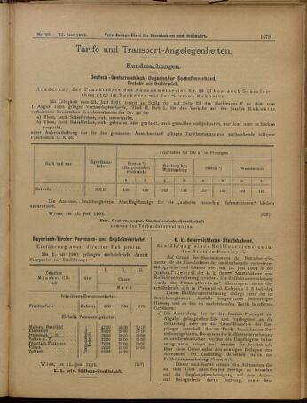 Verordnungs-Blatt für Eisenbahnen und Schiffahrt: Veröffentlichungen in Tarif- und Transport-Angelegenheiten 19010615 Seite: 21