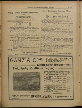 Verordnungs-Blatt für Eisenbahnen und Schiffahrt: Veröffentlichungen in Tarif- und Transport-Angelegenheiten 19010618 Seite: 10